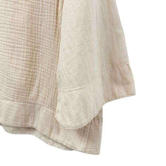 European Culture 3/4 Sleeve Split Neck Gauze Blouse in Sand size Small - Picture 5 of 7